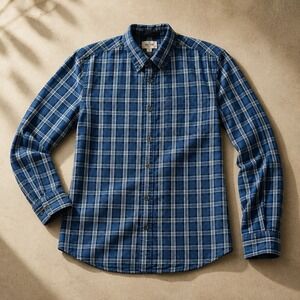 Indian Terrain Blue Plaid Flannel Button-Down Shirt